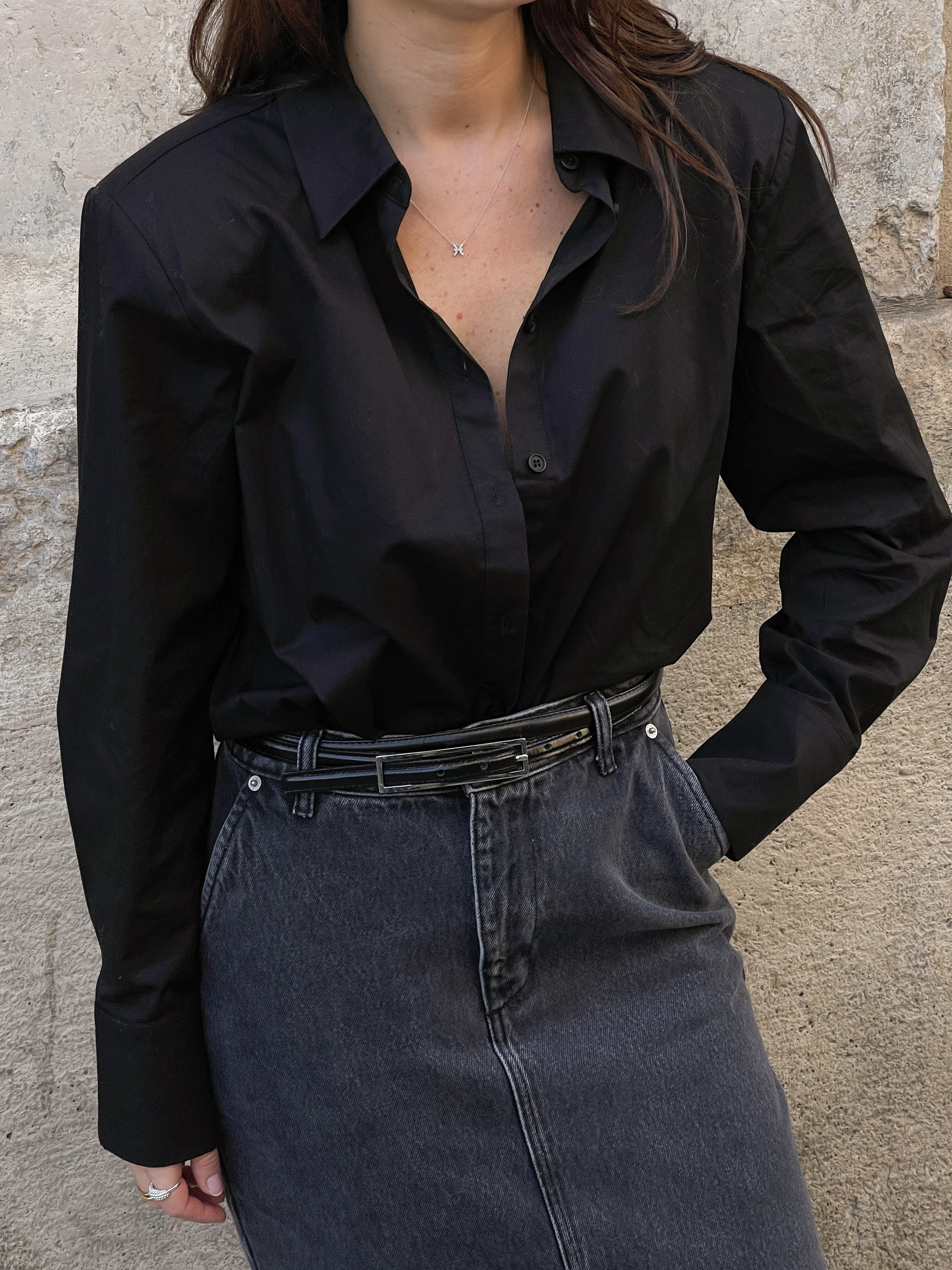 Langarmhemdbluse mit Schulterpolstern