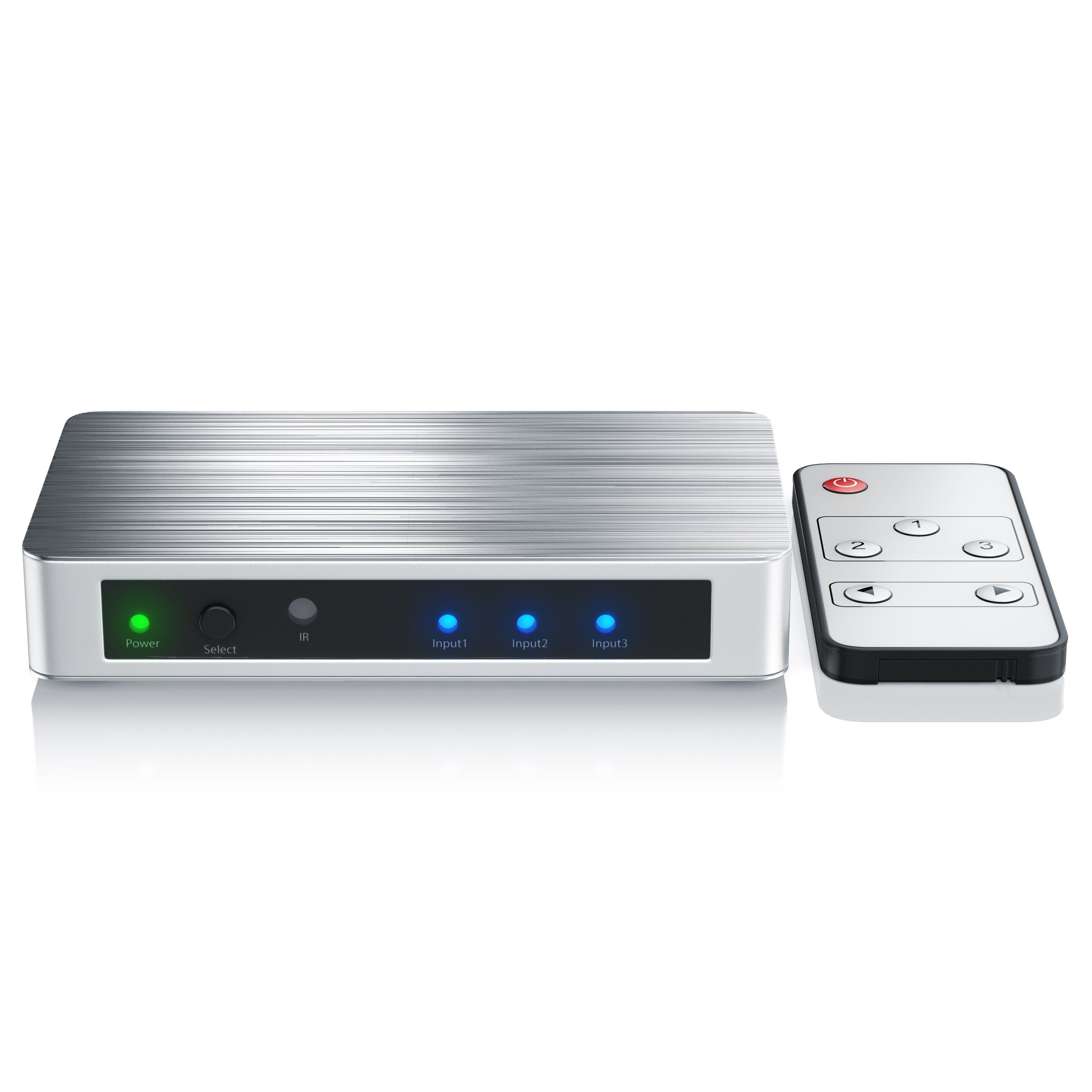 Primewire Audio / Video Matrix-Switch, 3-Port 4k UHD HDMI Switch, Verteiler mit Fernbedienung & Netzteil
