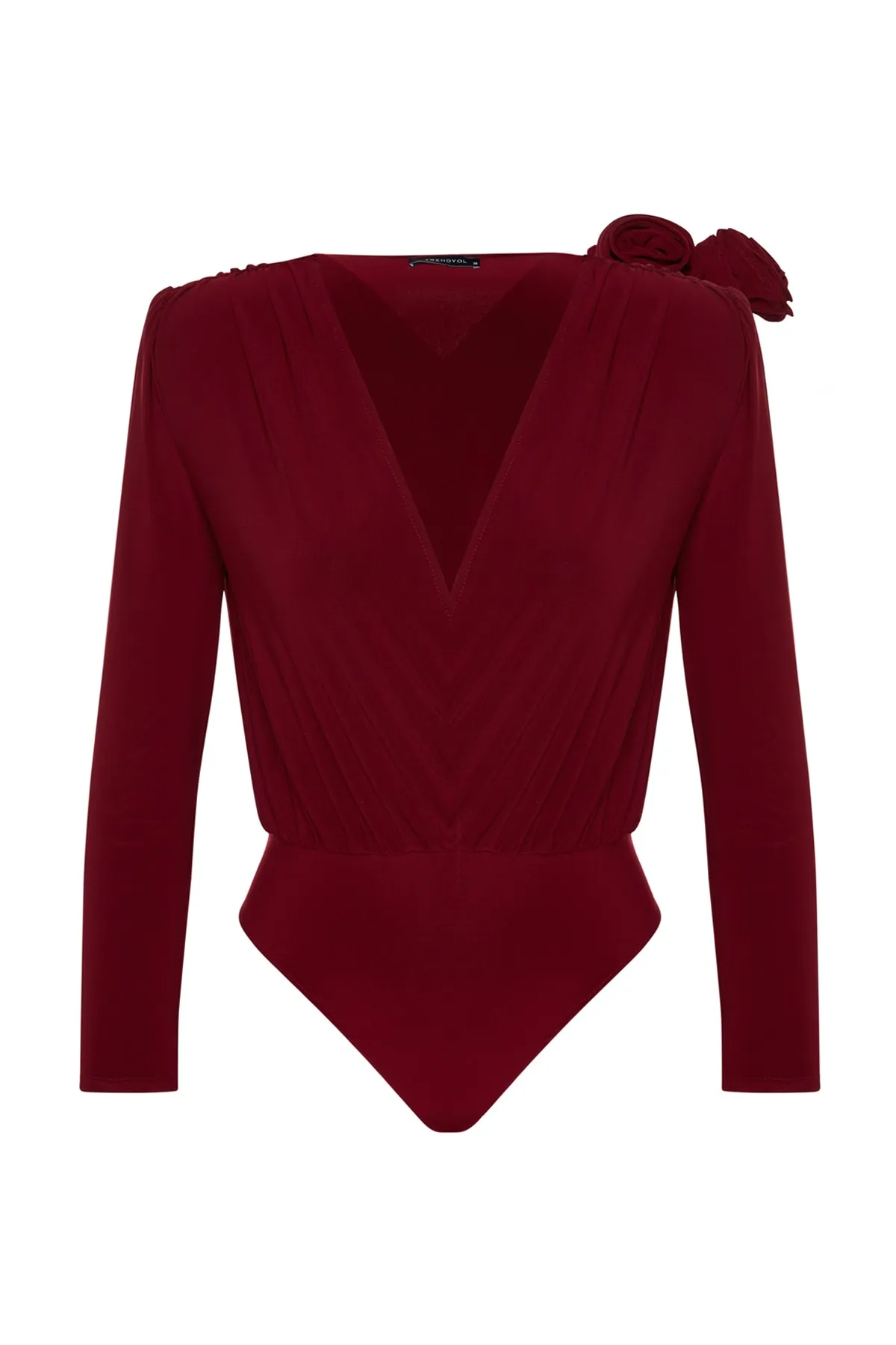 Trendyol Collection  Weinroter Zweireiher-Body mit Kragen TPRAW24BD00012