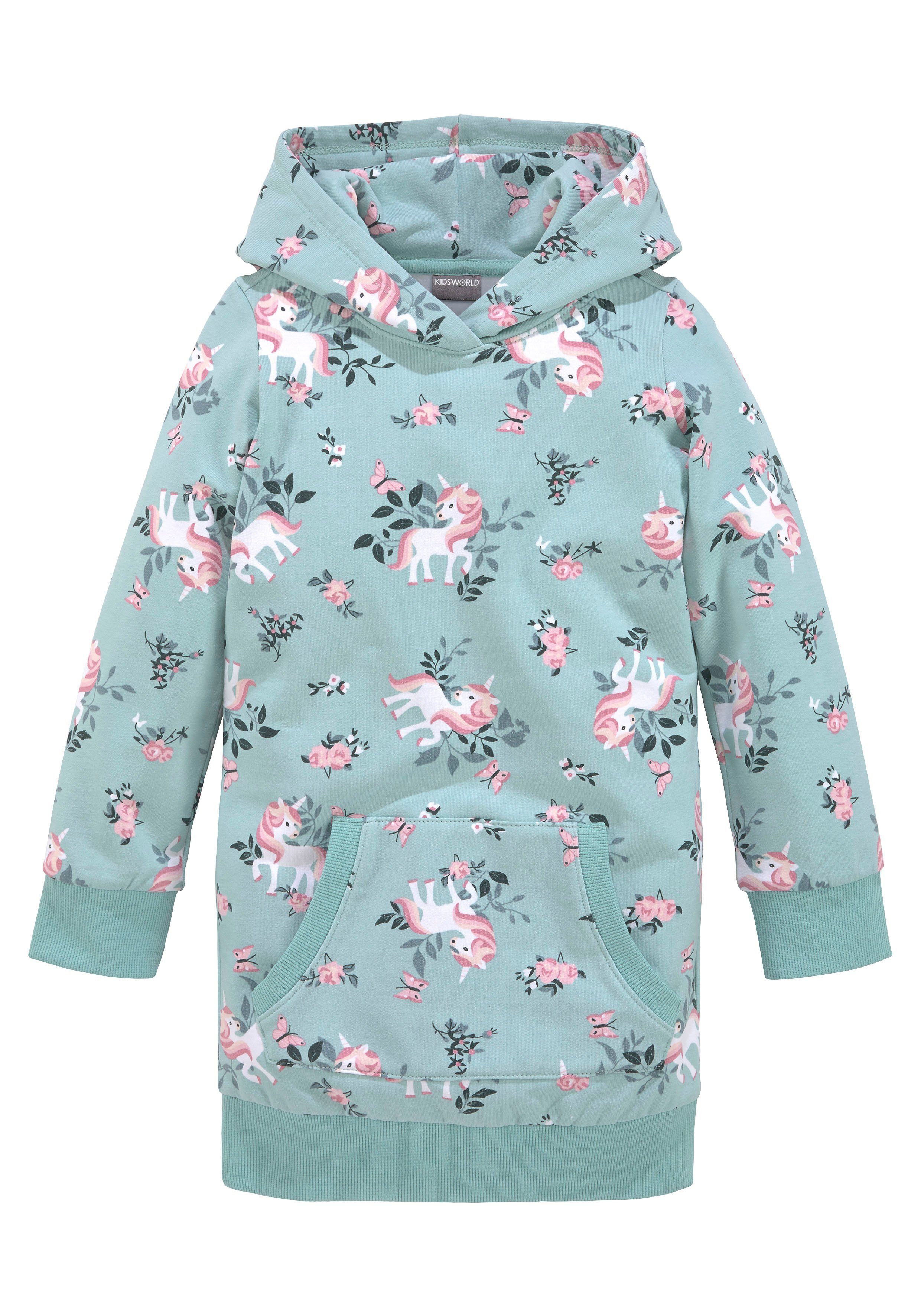 KIDSWORLD Sweatkleid Einhorn mit Kapuze
