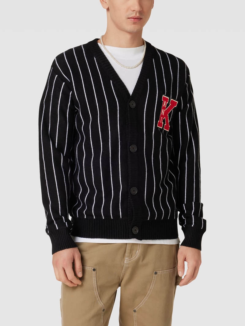 Cardigan mit Streifenmuster Modell 'KK Retro' in black