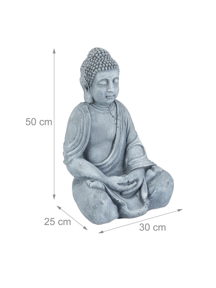 relaxdays Buddha Figur in Hellgrau - (H)50 cm günstig kaufen onesize