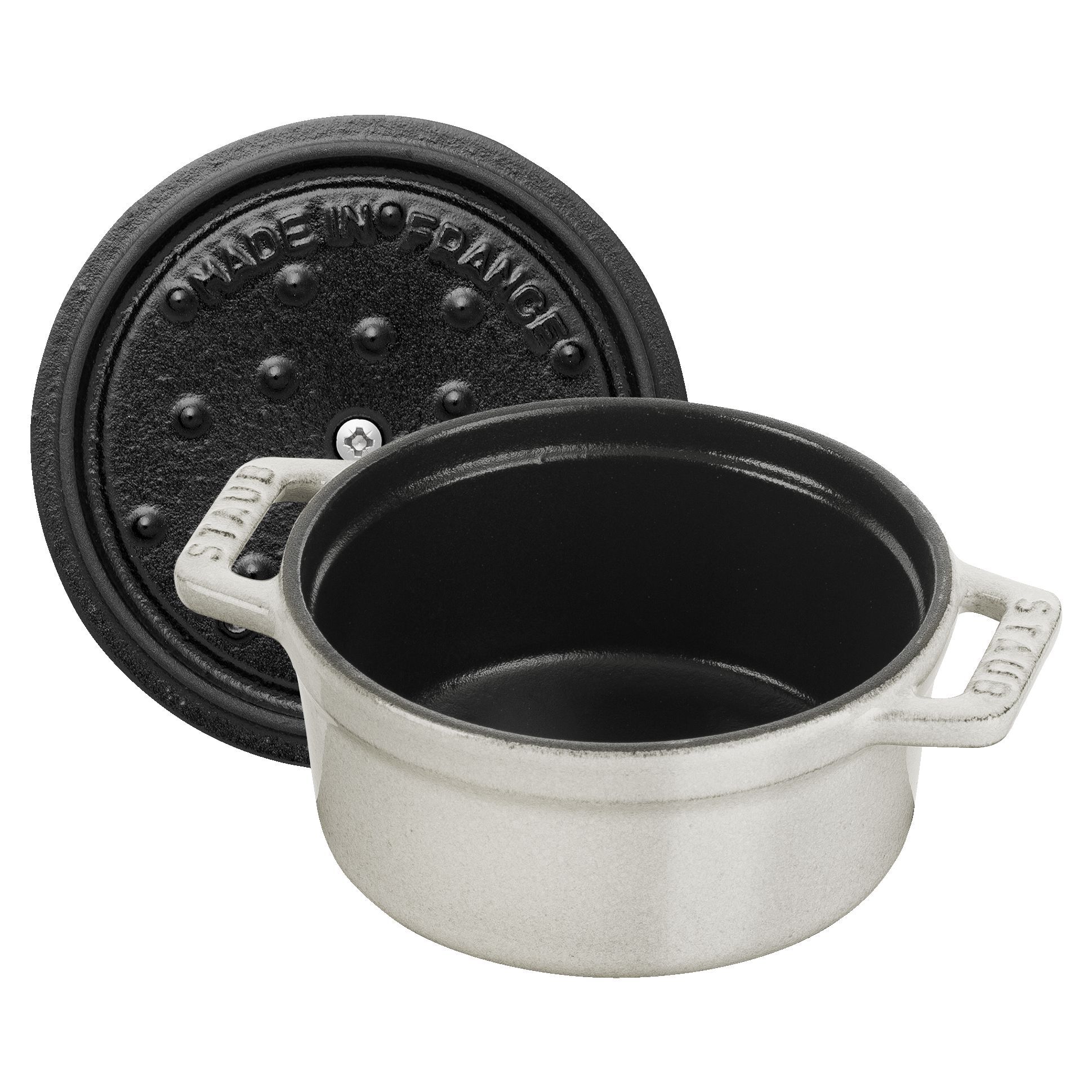 Mini Cocotte 10 cm, rund, Weisser Trüffel, Gusseisen