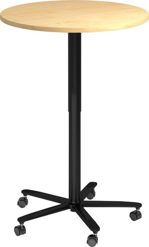 Hammerbacher Höhenverstellbarer Säulentisch ABS (Acrylnitril-Butadien-Styrol) Schwarzer Standfuß 800 x 1.140 mm Mit Aufbau