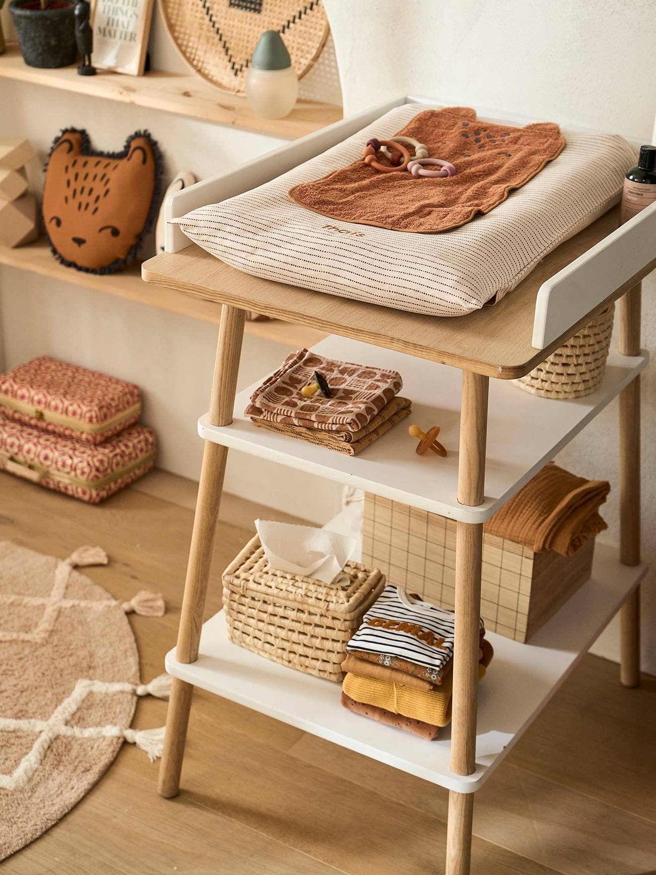 Vertbaudet Babyzimmer Wickeltisch KONFETTI - weiß/natur