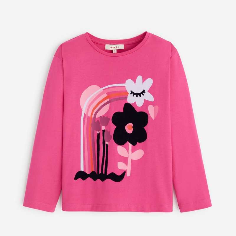 T-shirt fille rose en coton recyclé Catimini