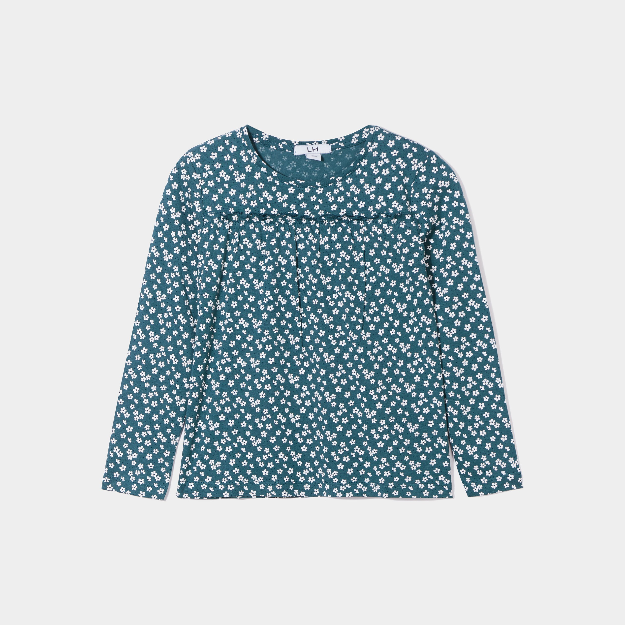 T-shirt oversize à fronces coton vert canard fille | La Halle