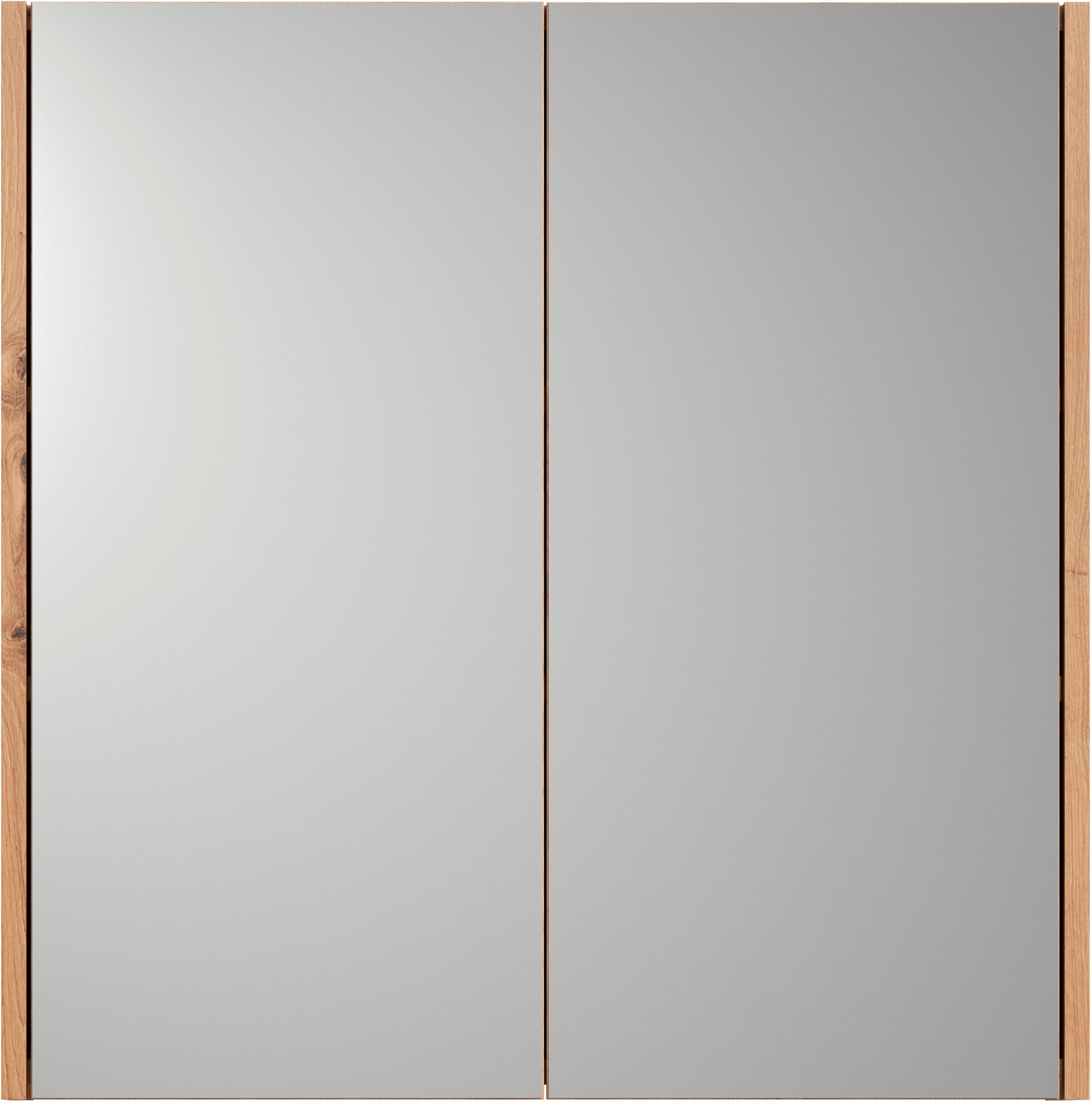 Places of Style Spiegelschrank Tarragona (1-St) Breite 69 cm, 2 Türen, 2 Einlegeböden, matt, braune Holzoptik / weiß