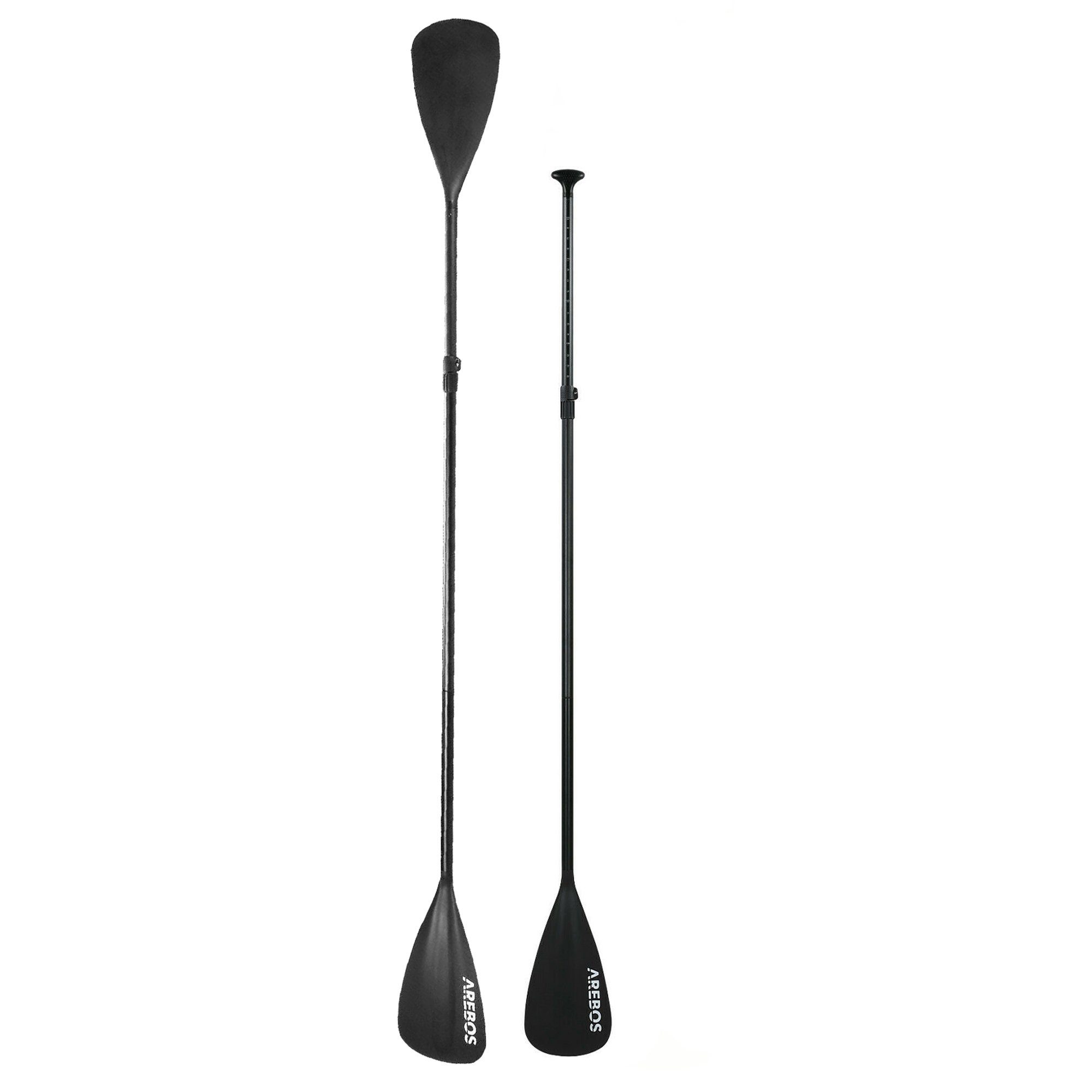 Arebos 2-in-1 Doppelpaddel & Einzelpaddel, SUP Hilfspaddel SUP-Paddel, (Set), Schwimmfähig, stabilem Kunststoff, gebogene Klingen, 156-215 cm