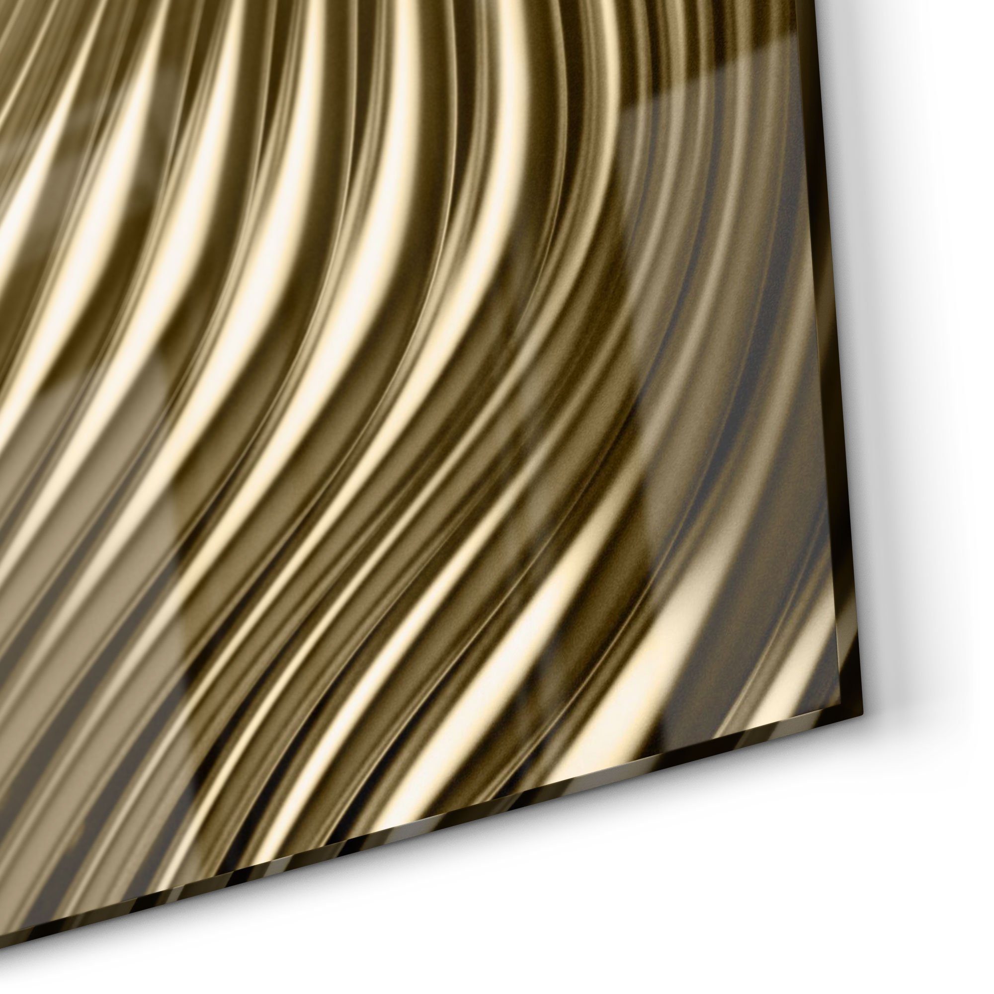 DEQORI Küchenrückwand 'Goldenes Rillendesign', Glas Spritzschutz Badrückwand Herdblende