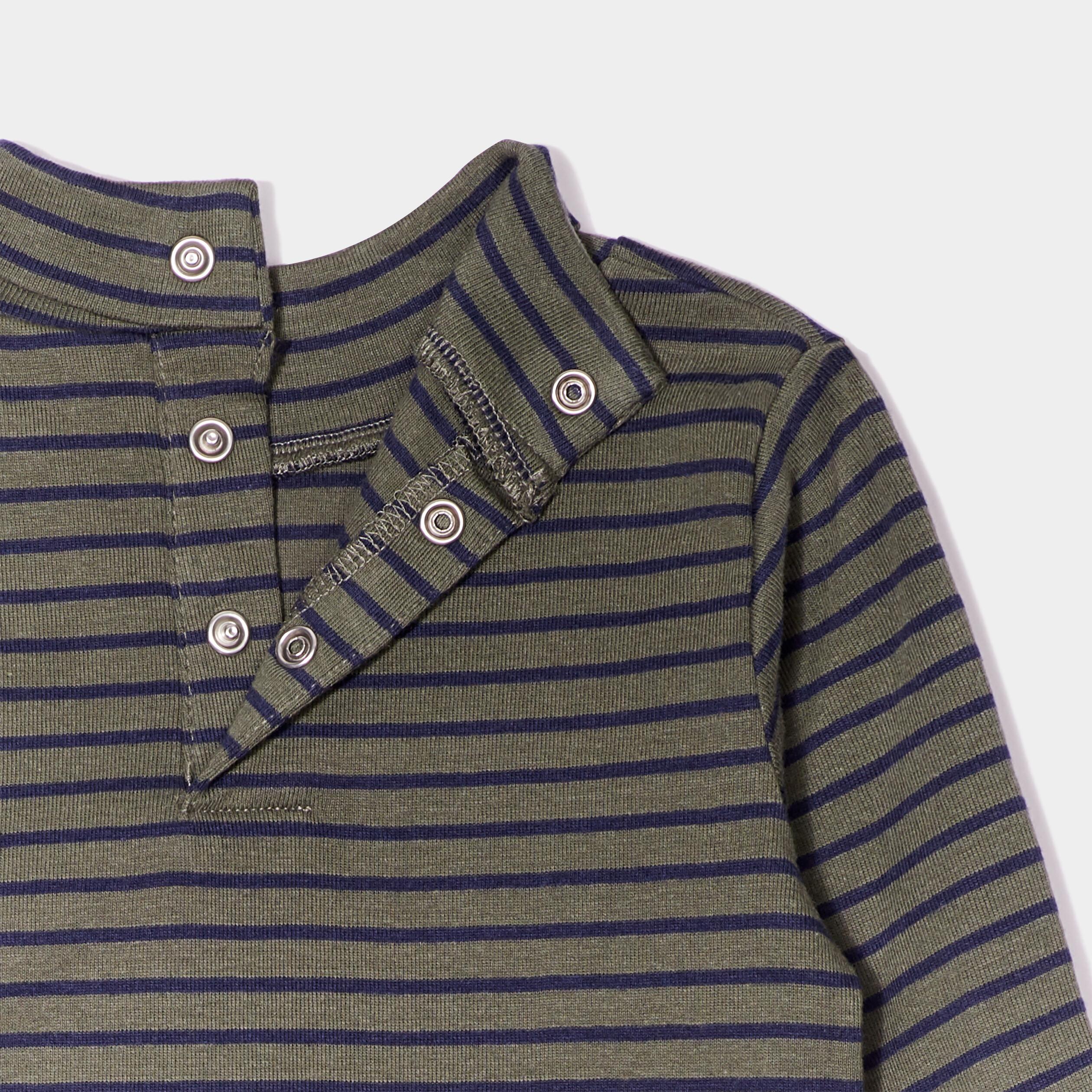 Sous-pull col roulé boutonné coton vert kaki bébé garçon | La Halle