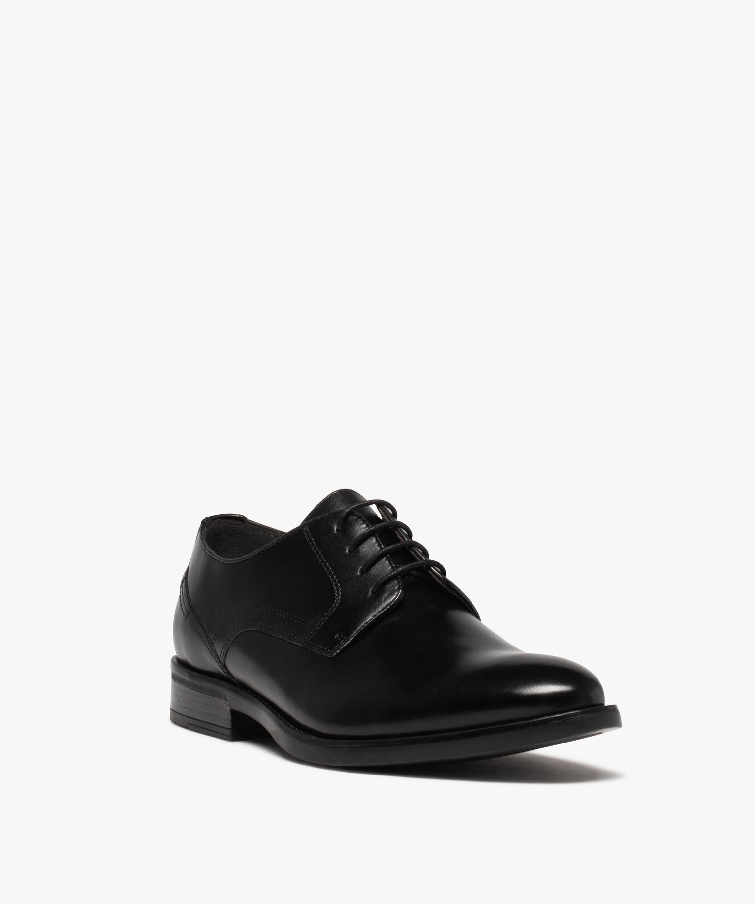 Derbies homme unies en cuir à lacets ronds noir | GEMO