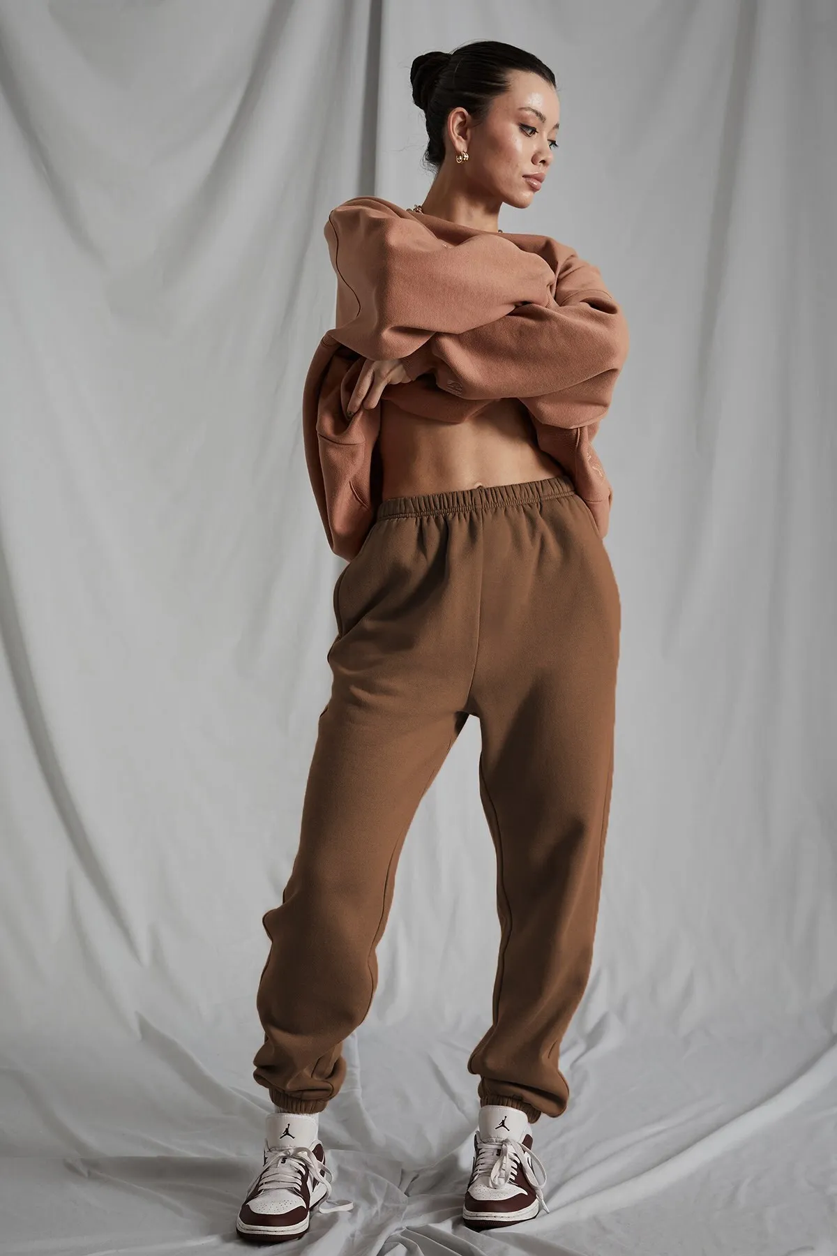 Madmext  Damen-Jogginghose in Camel mit elastischem Bund und Übergröße Mg1235