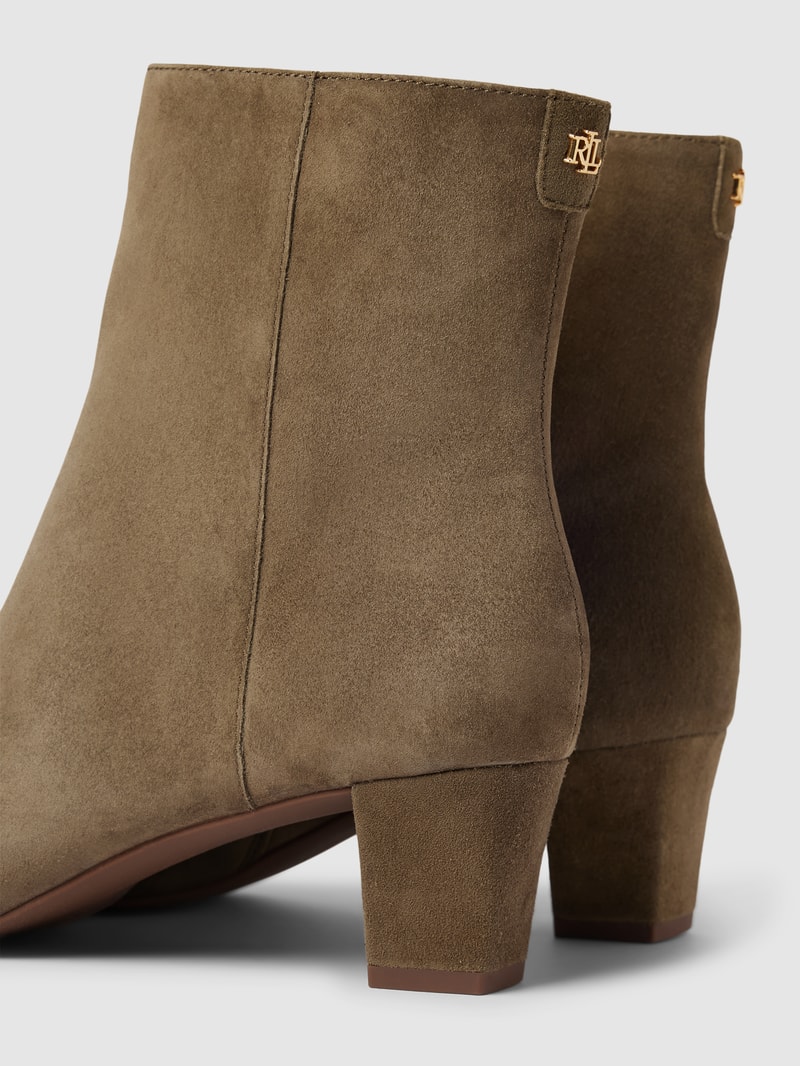 Stiefeletten aus Leder mit Label-Detail Modell 'WILLA' in olivgrün