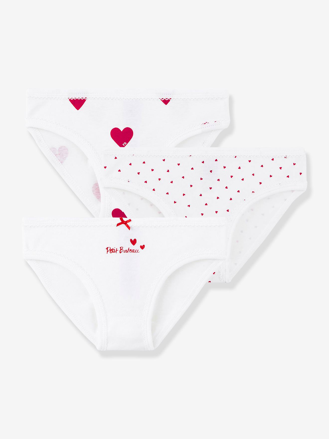 Lot de 3 culottes coeur en coton petite fille