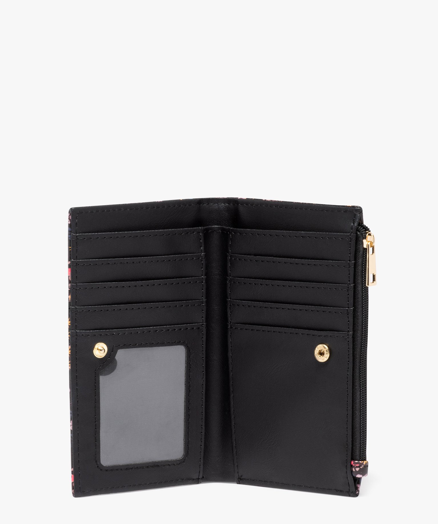 Porte-monnaie à motifs fleuris femme noir | GEMO