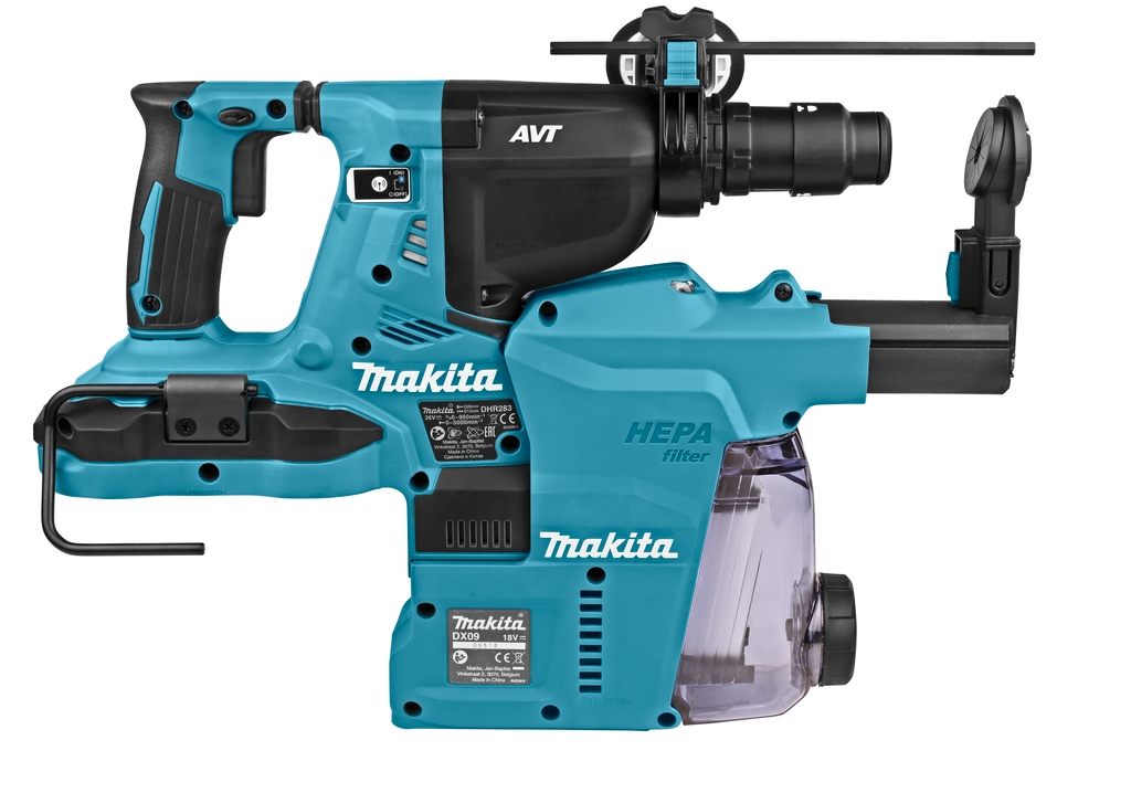 Ciocan percutor Makita DHR283ZWJU 2 x 18V cu aspirare a prafului și transmițător AWS, fără baterii și încărcător