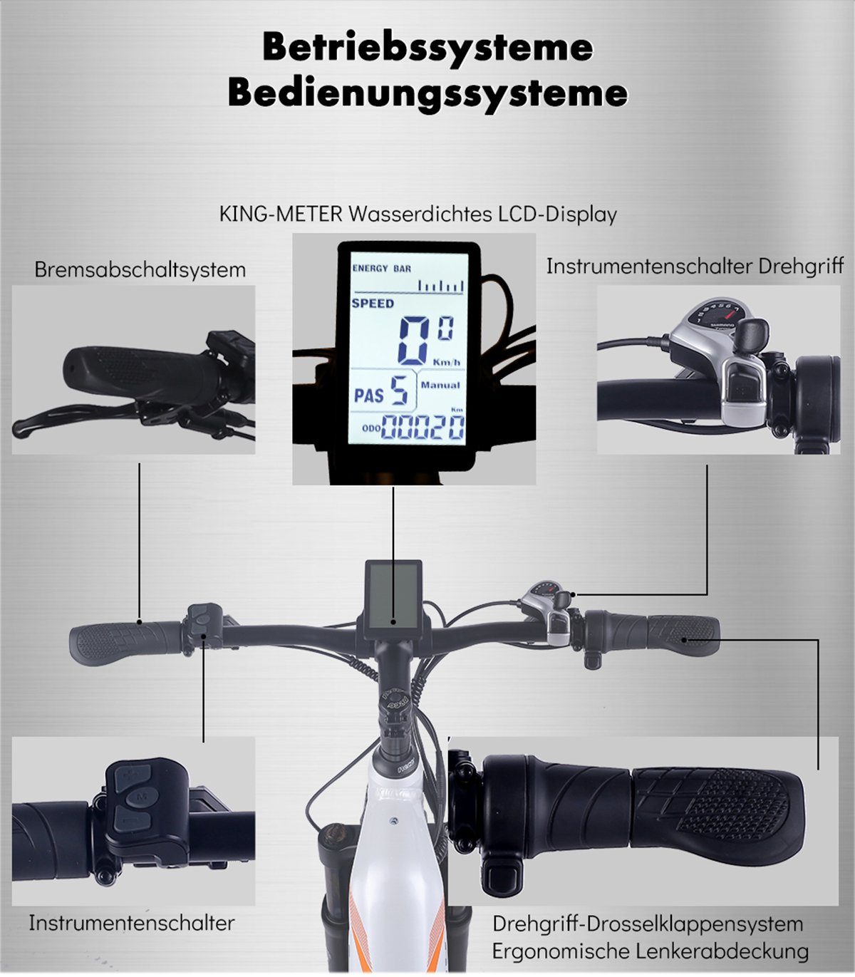 Shengmilo E-Bike MX06 17.5AH Samsung Akku 35km/h 1000W, 7 Gang Shimano TX55 Schaltwerk, Kettenschaltung, Heckmontierte Motoren, (Set, Mit Batterieladegerät), Samsung-Batterien,Geeignet für jedes Terrain