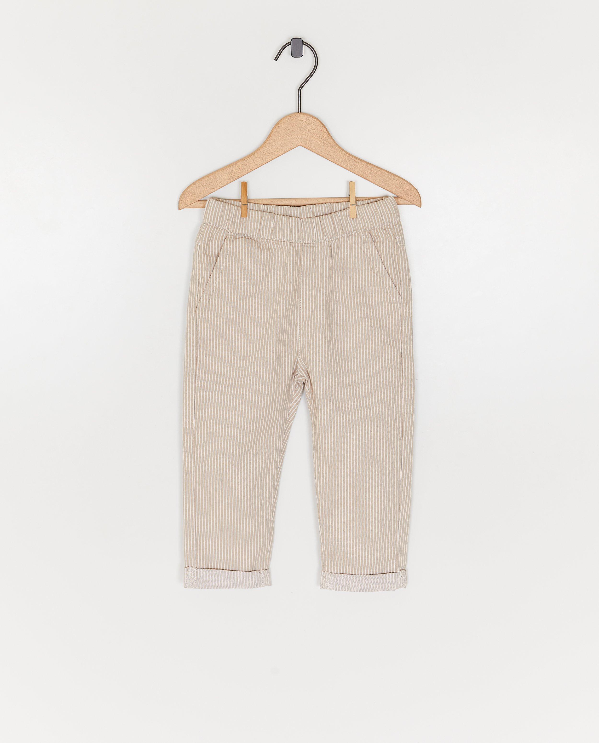 Pantaloni Minymo cu dungi fine maro
