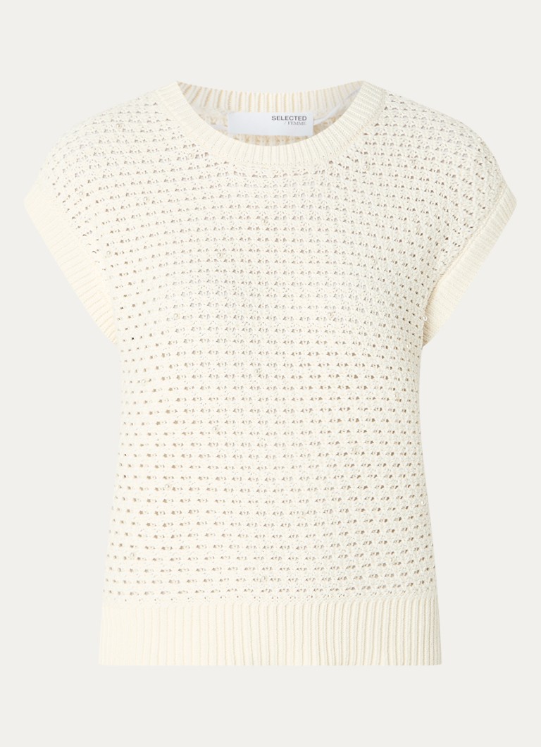 Top da donna Penny in maglia grossa decorato con perle finte