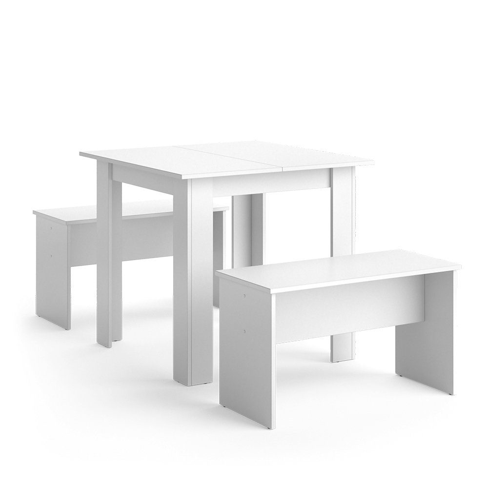 Vicco Essgruppe Tischgruppe Sitzgruppe SENTIO 80 cm Weiß, (Set, 3-tlg., 3-er Set), platzsparend