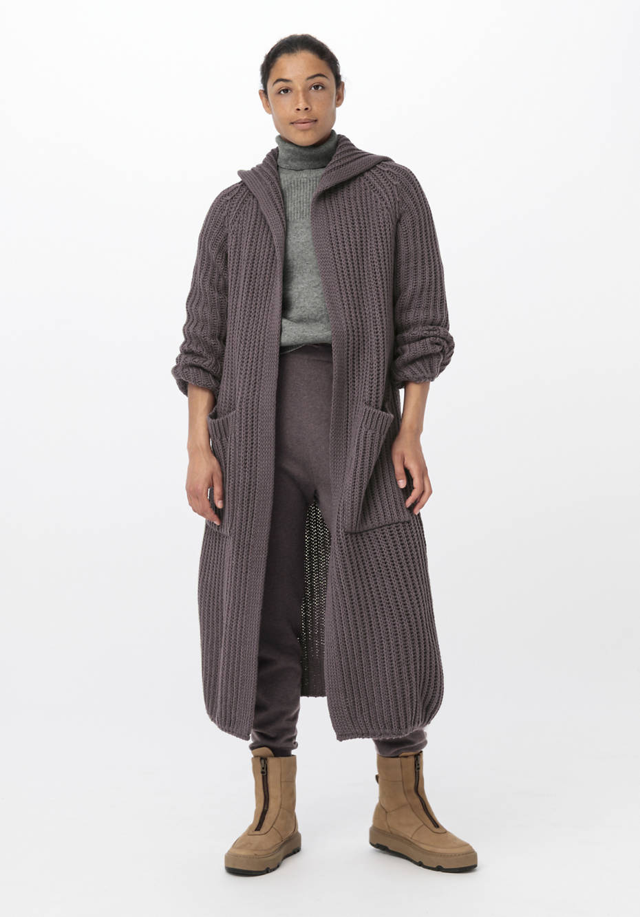 Strickmantel aus Bio-Baumwolle und Bio-Merinowolle