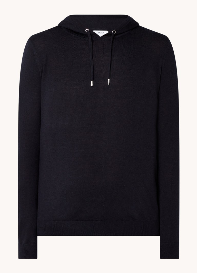 Reiss Fine-knit wool hoodie with melange design