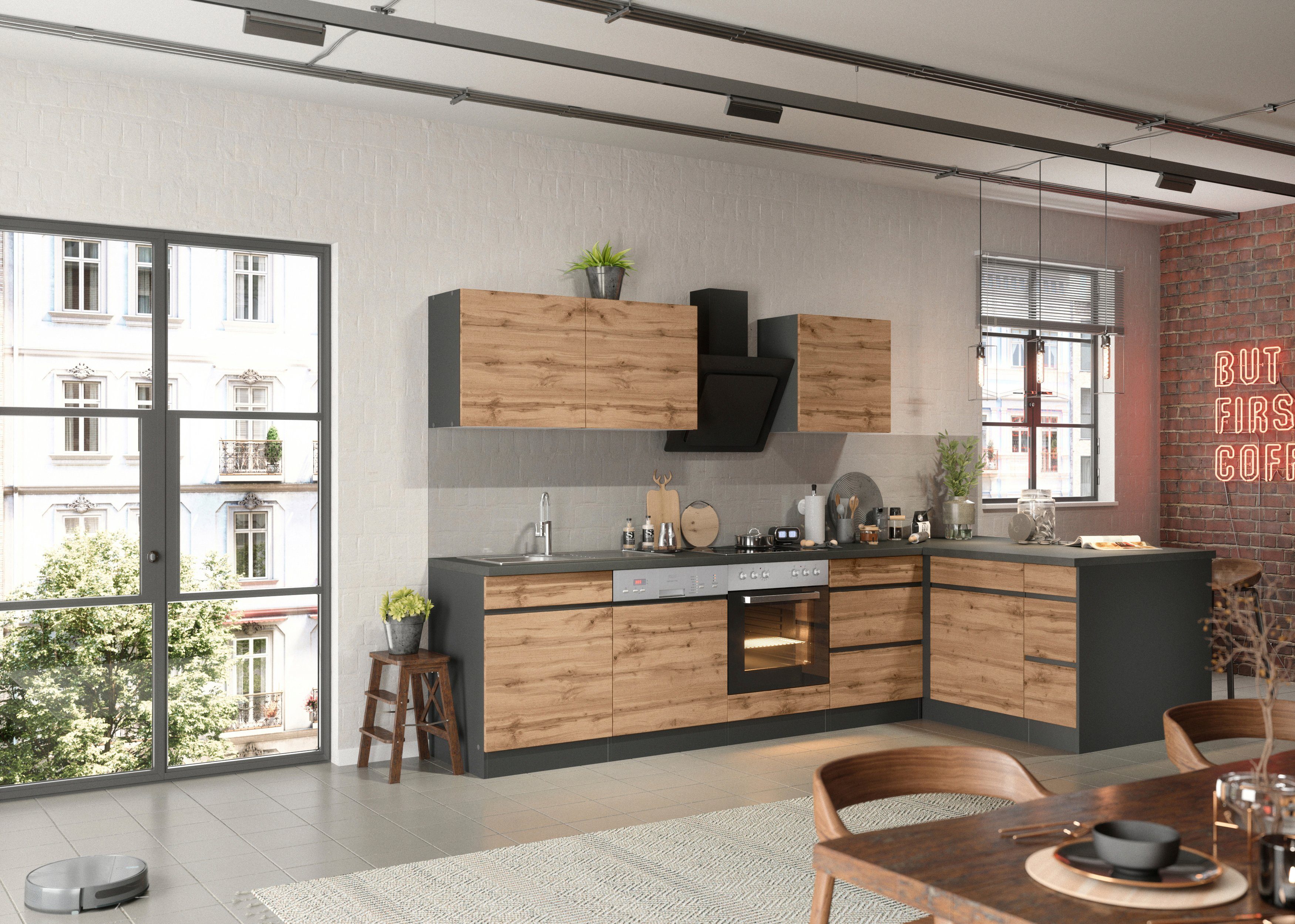 HELD MÖBEL Küche Riesa, Stellbreite 340x150 cm, wahlweise mit oder ohne E-Geräte
