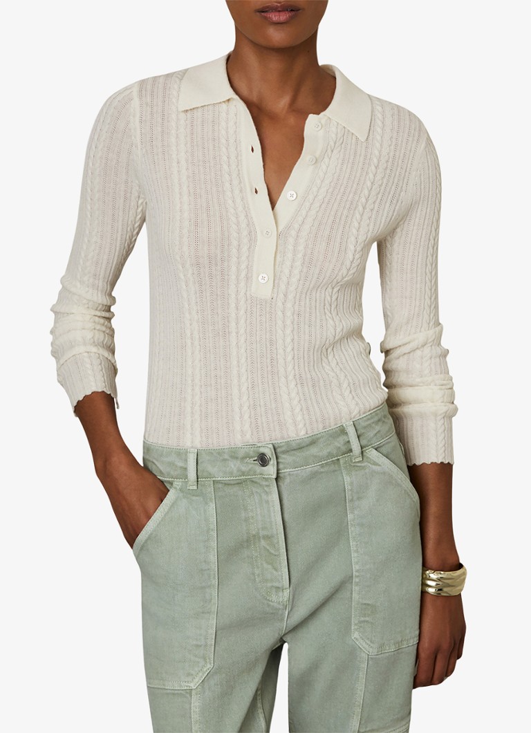 Reiss cable-knit wool pullover with polo collar