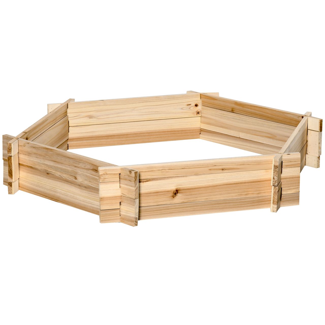 Outsunny Hochbeet sechseckig DIY Pflanzkübel Pflanzkasten aus Holz Natur