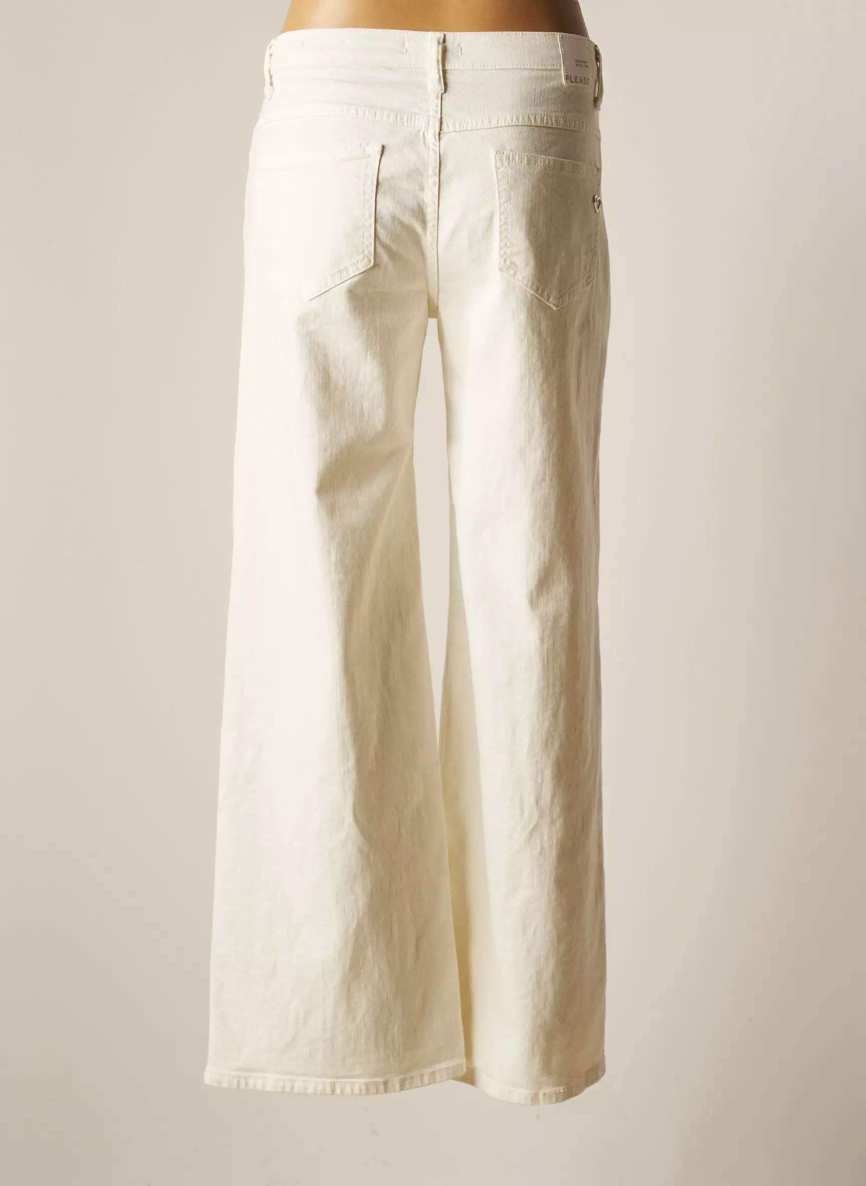 Please Jeans Coupe Droite Femme couleur blanc