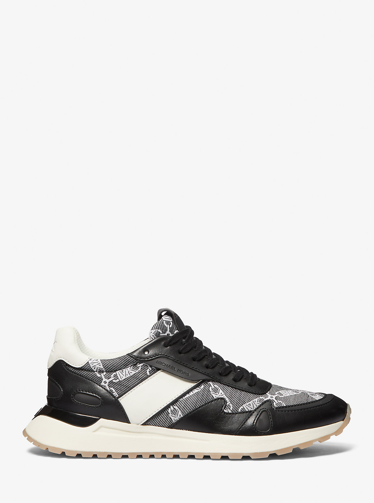 Miles Empire Logo Jacquard og Skinnsneaker – SVART