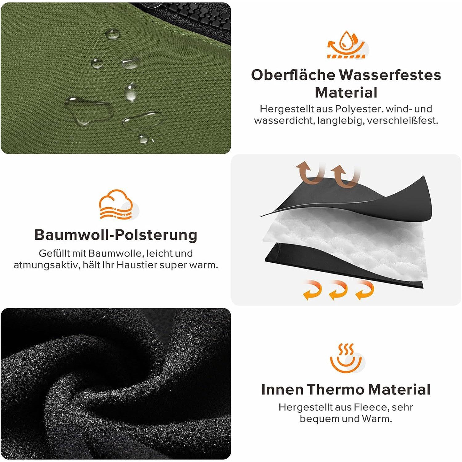 TOPMELON Hundejacke Wasserdichter Hundewintermantel, warme Hundejacke