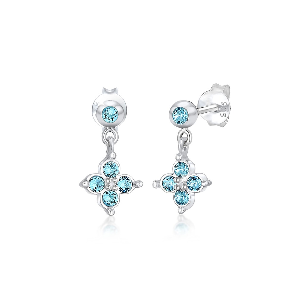 Elli Elli Boucles d'Oreilles Kinder Blume Kristalle Süss 925 Silber Boucles d'oreilles