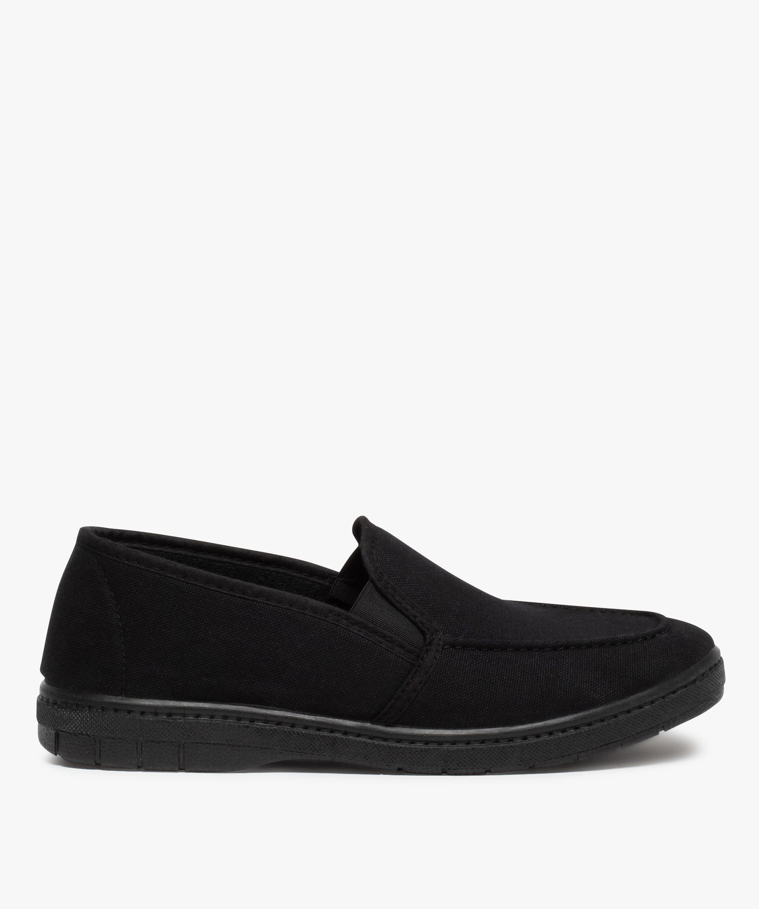 Chaussons homme unis en toile noir | GEMO