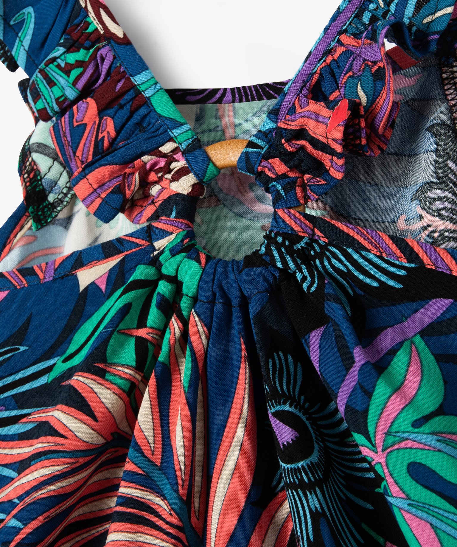 Blouse imprimée à bretelles volantées avec dos fantaisie ... bleu | GEMO
