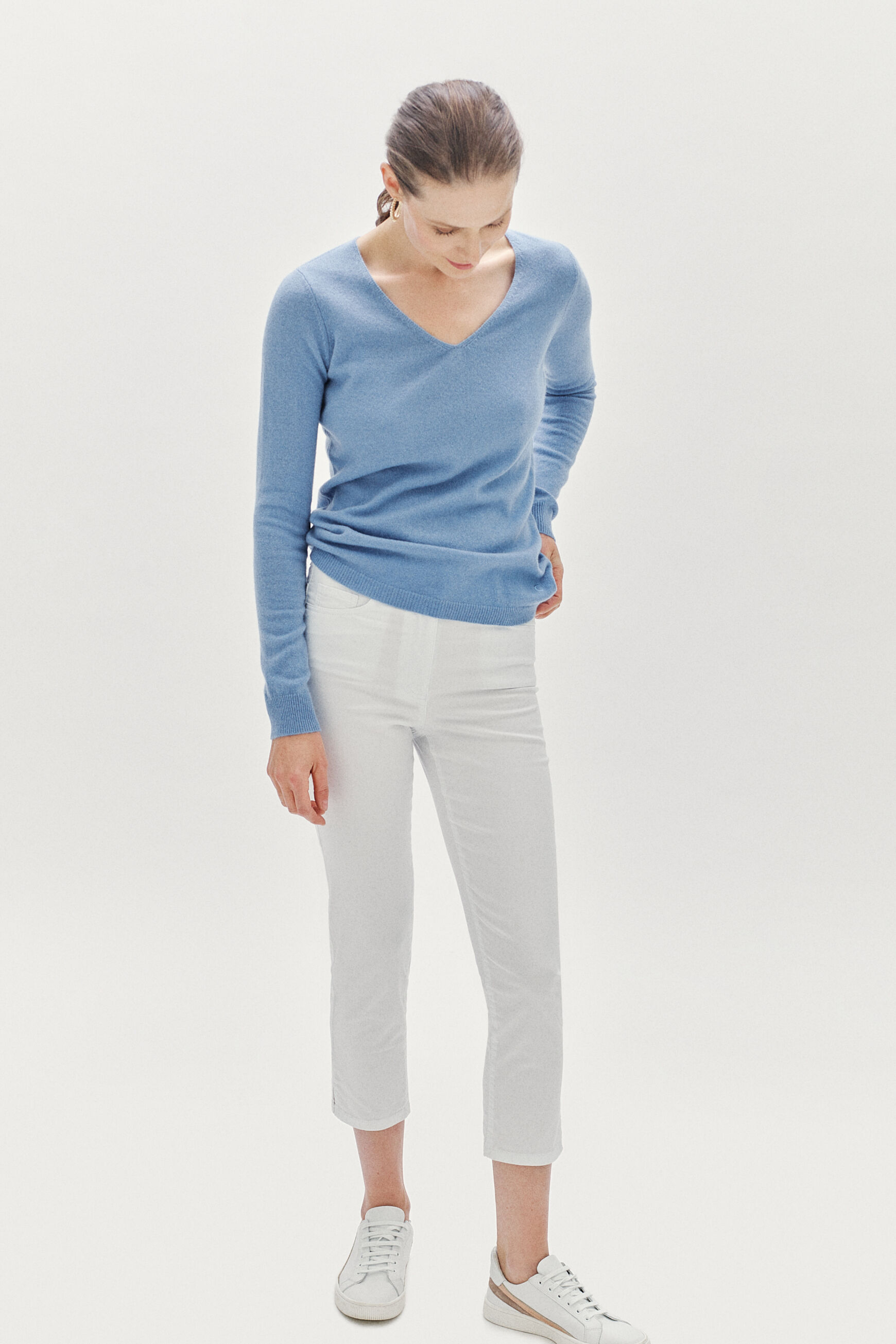 pull eva 100% cachemire denim stone femme