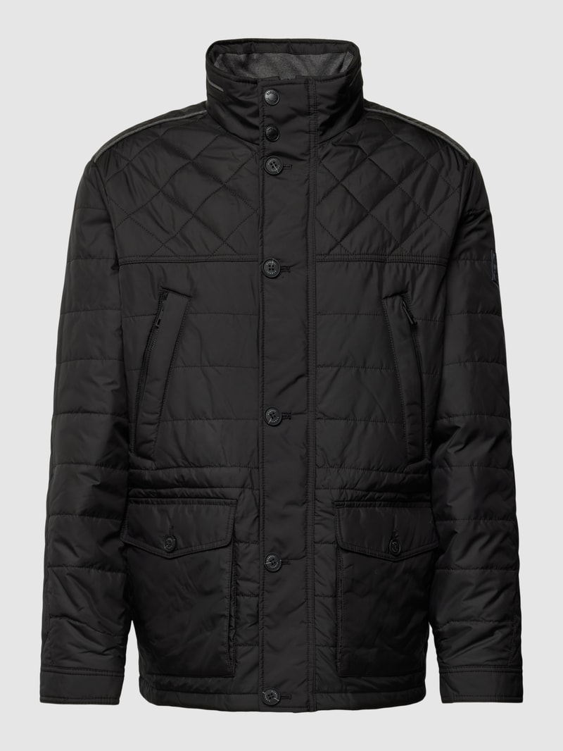 Steppjacke mit Stehkragen in schwarz