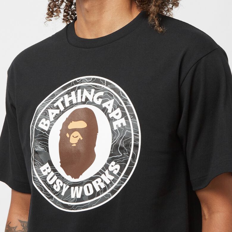 A Bathing Ape Layered Line Camo Busy Works Tee M Black black