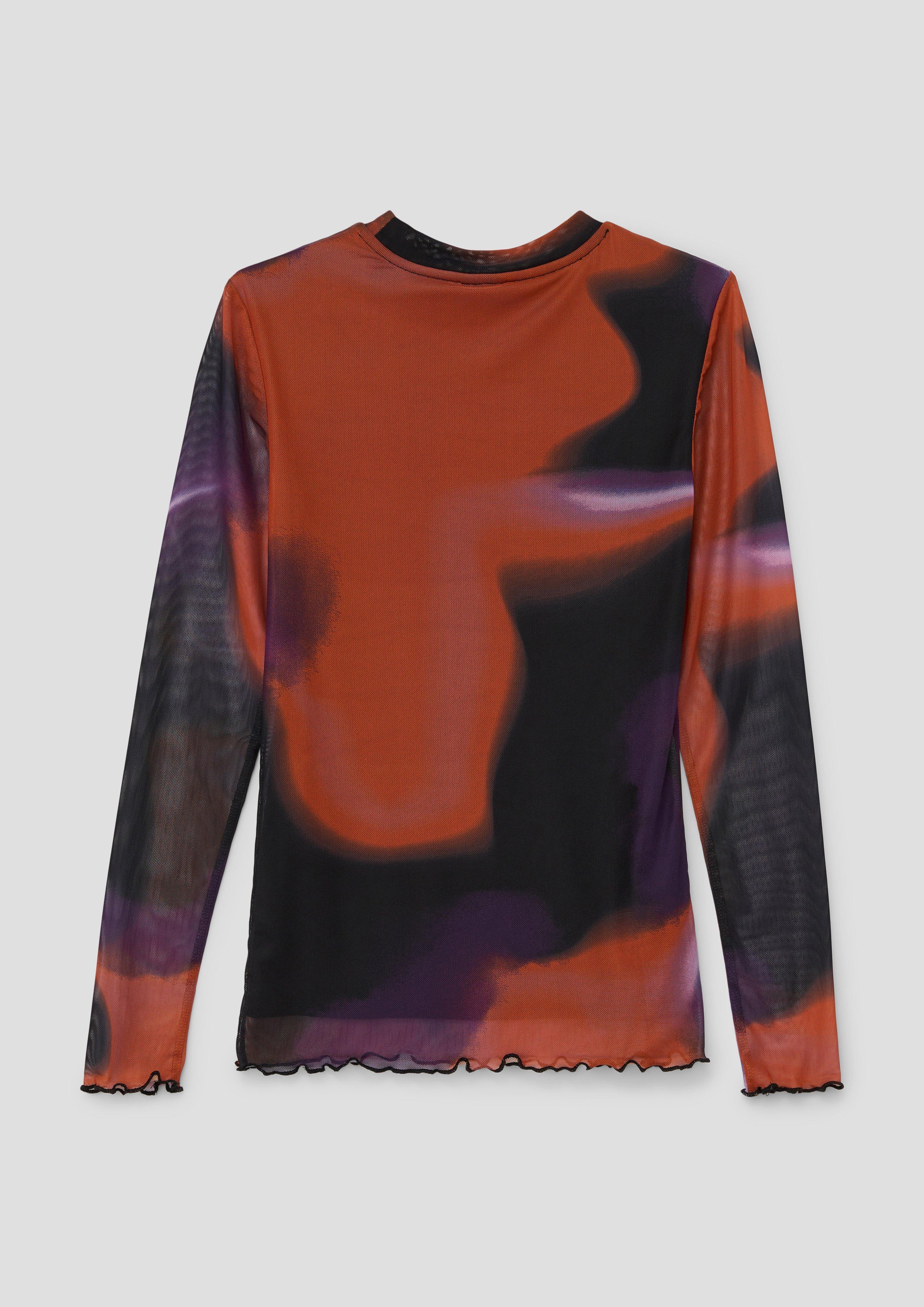 Mesh-Longsleeve mit Bogenkante  2140565-99A2