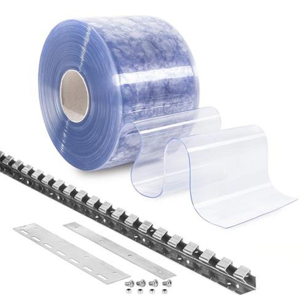 Lamellenvorhang nach Maß PVC-Lamellenvorhang 30cm br. 1,0m Br. 2,0m H., HaGa, PVC-Streifenvorhang lebensmittelecht, kältefest, transparent