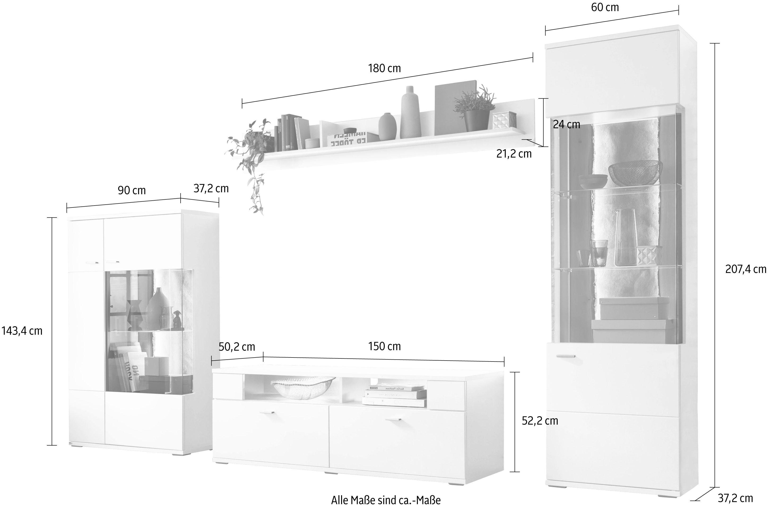 set one by Musterring Wohnwand TACOMA, (Set, 4-St), Typ 52, mit Wandboard
