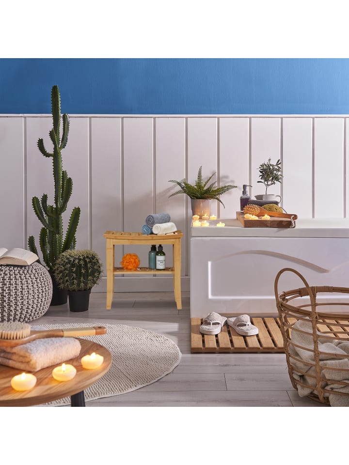 relaxdays Badhocker in Natur - (B)48 x (H)45,5 x (T)25 cm günstig kaufen onesize