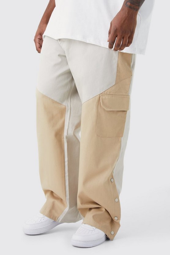 Plus Slim-Fit Colorblock Cargohose mit Lasche