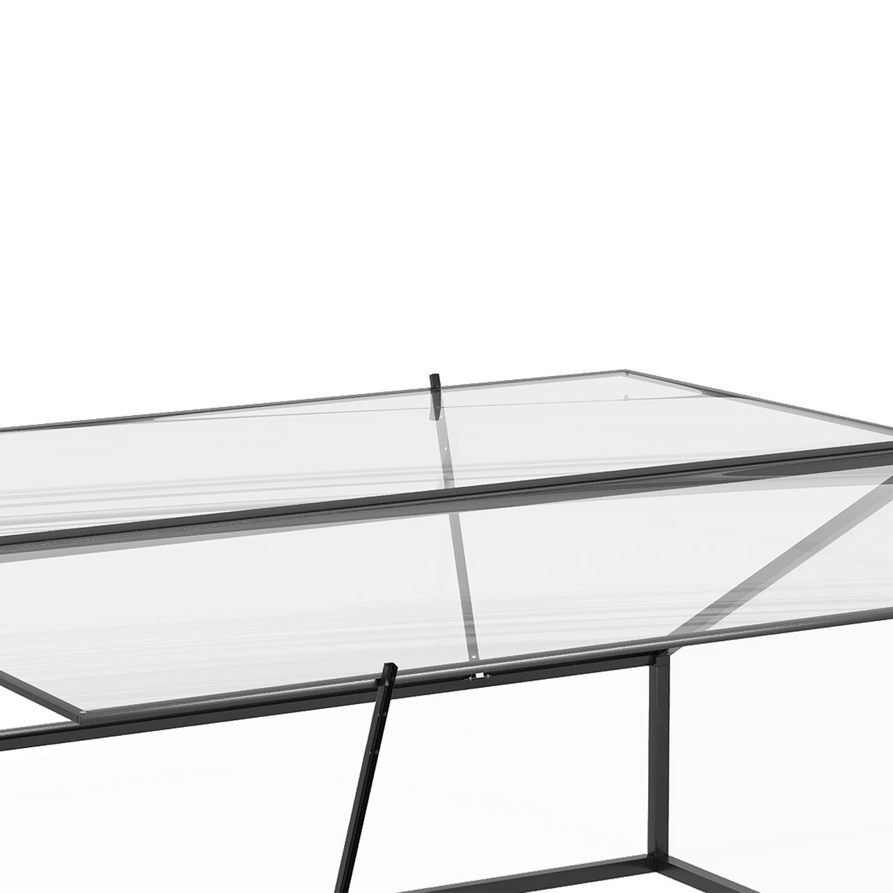 Outsunny Frühbeet Alu Treibhaus Gewächshaus Frühbeetkasten Pflanzenbeet mit Abdeckung Polystyrolplatte wetterfest Schwarz Transparent 117 x 97 x 52 cm
