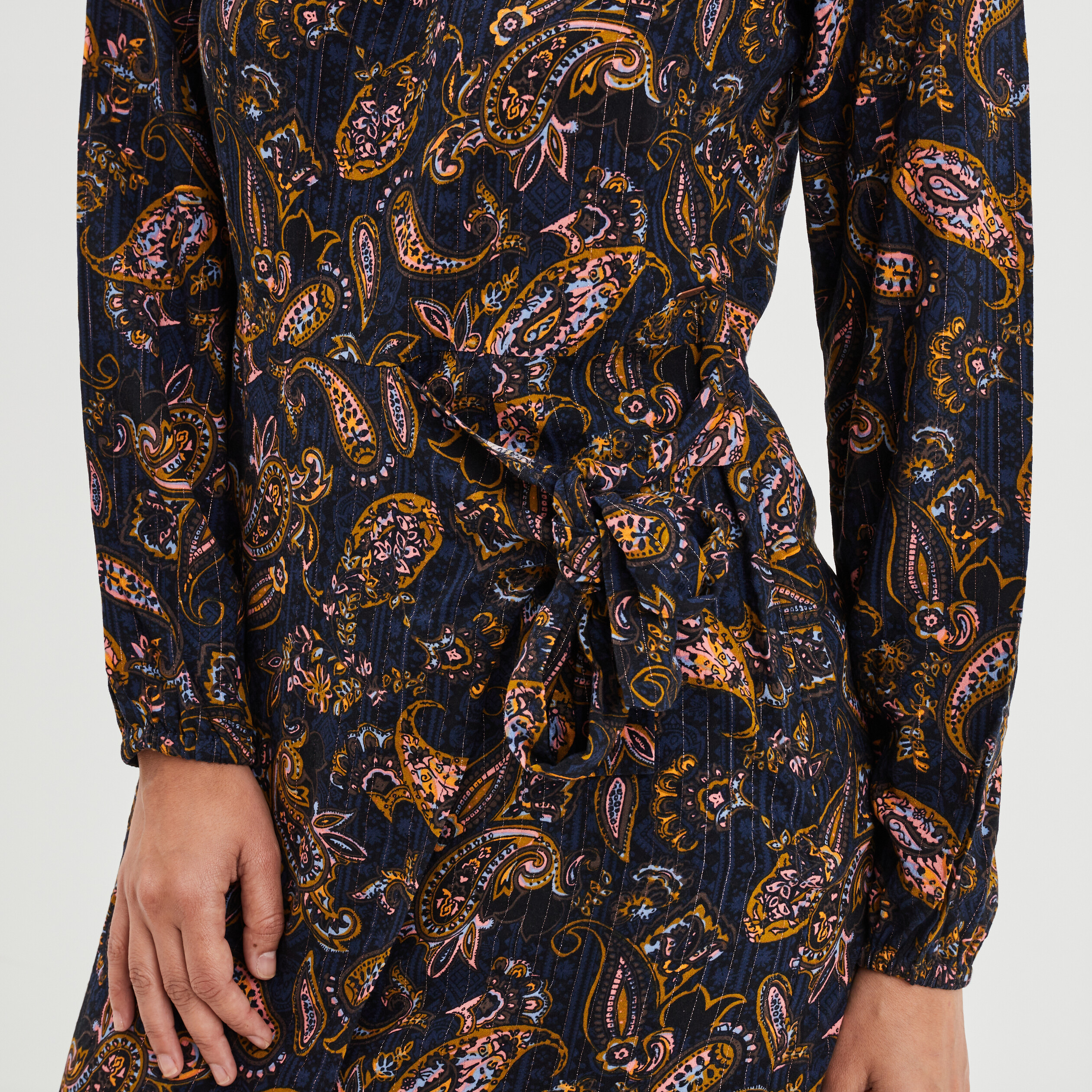 Robe droite avec noeud à la taille bleu foncé femme | La Halle