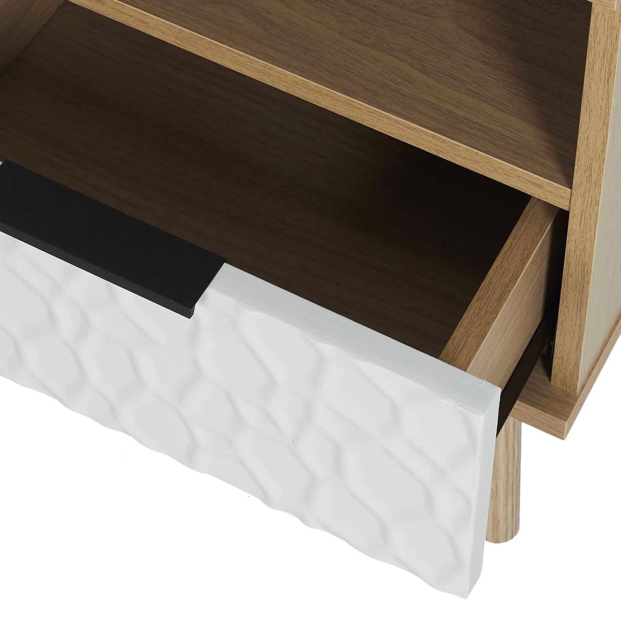 Table de chevet bois et blanc