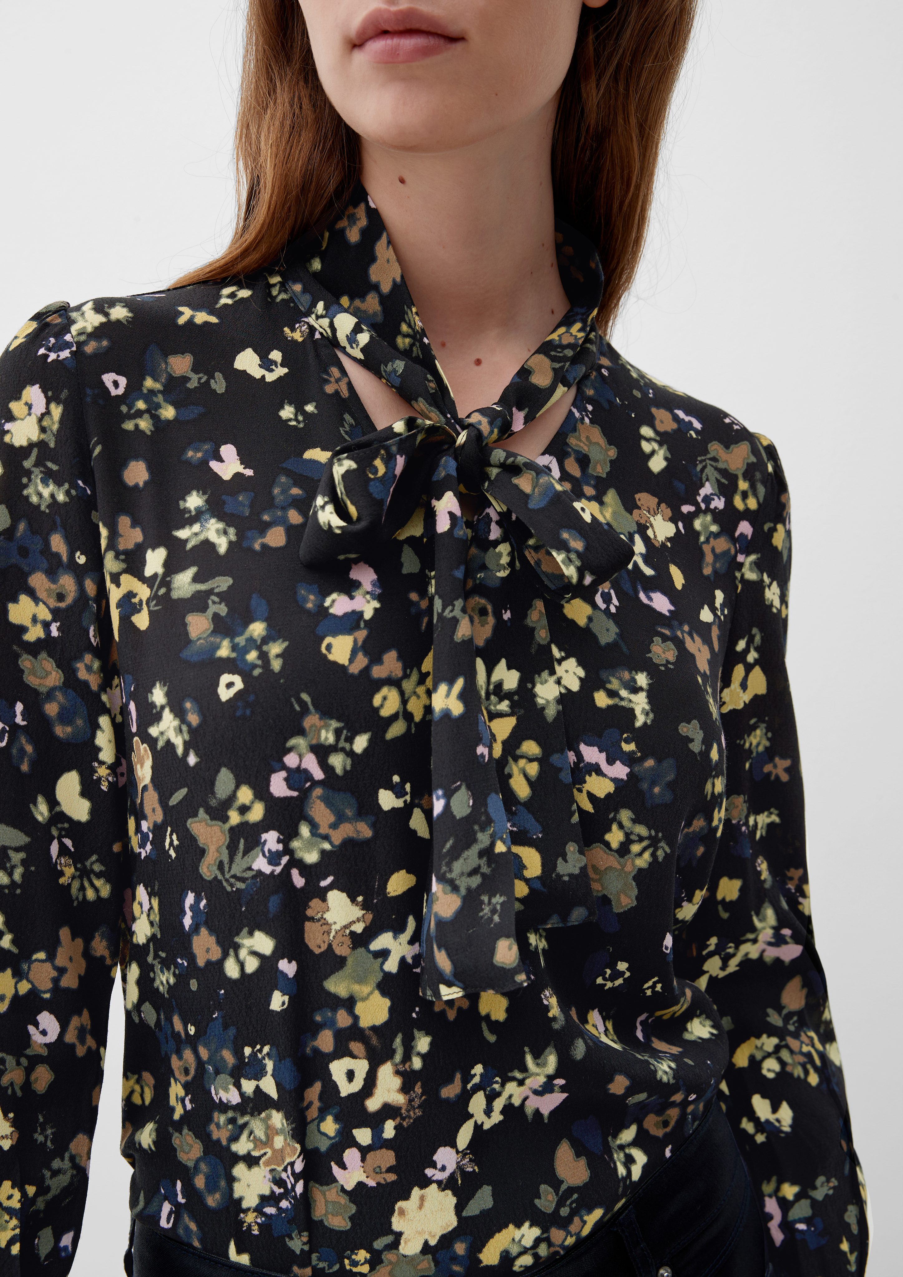 s.Oliver Langarmbluse Bluse mit Schluppe Raffung