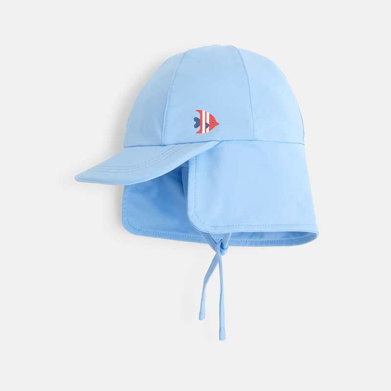 Casquette anti UV couvrante bleue bébé garçon