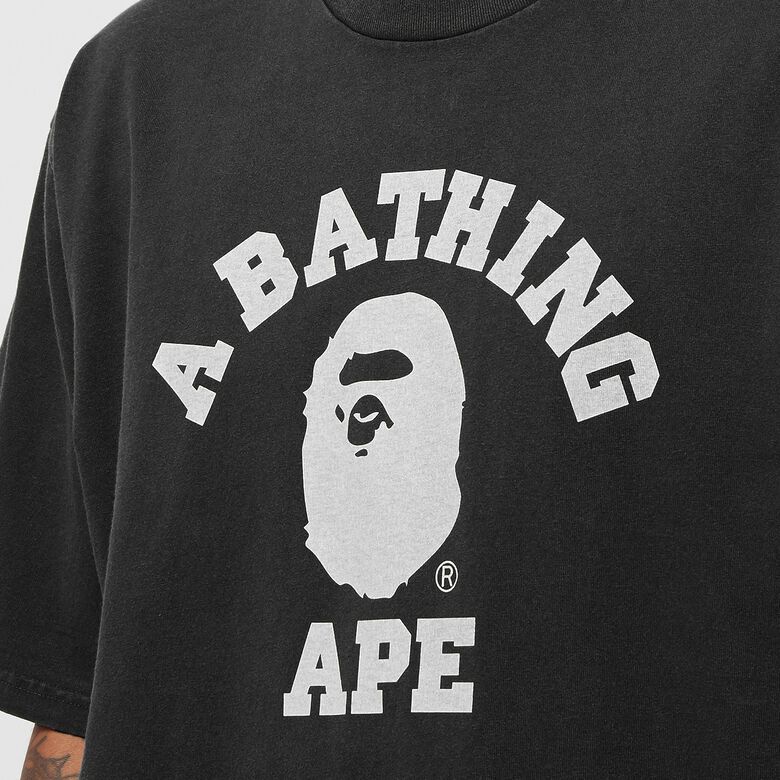 A Bathing Ape Stone Wash College Relaxed Tee Black